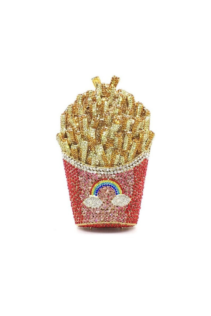 Crystal Clutch Purse Rhinestone Handbag French Fries