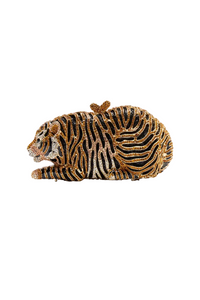Unique Rhinestones Tiger Clutch Bag