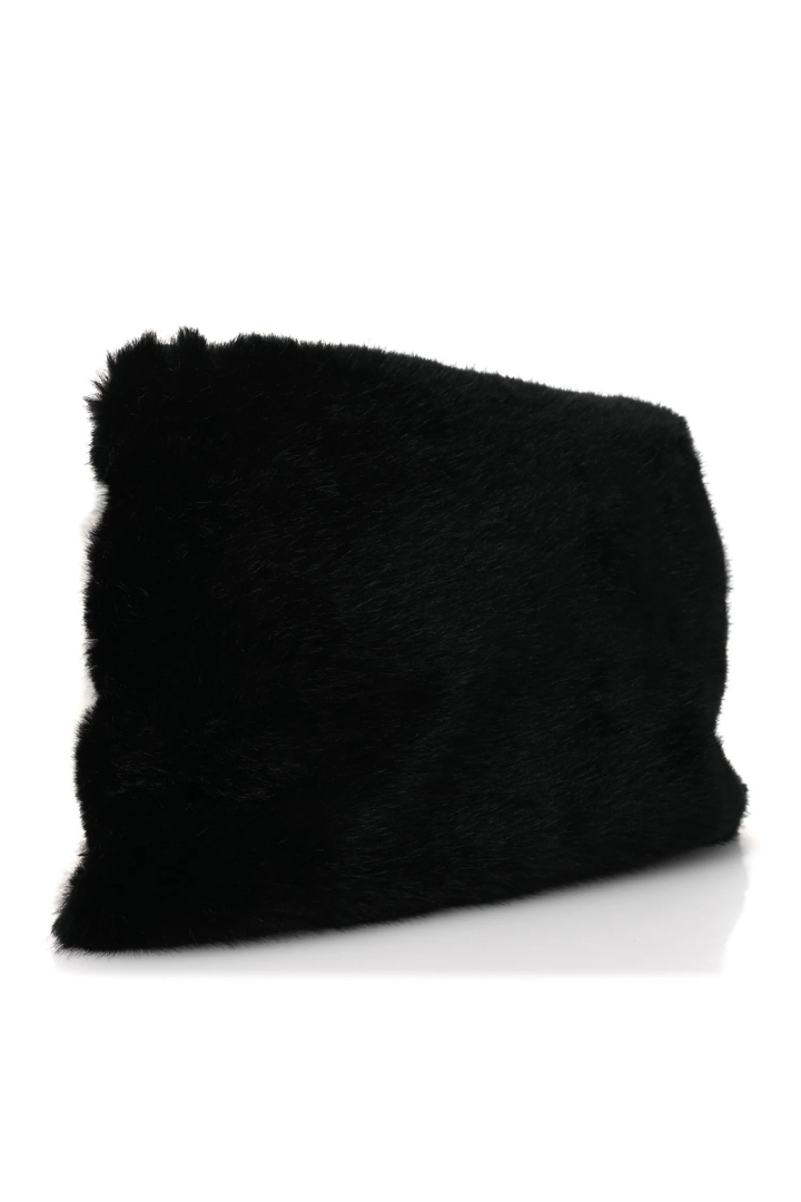 Faux Fur Two Tone Large GV3 Pouch Wristlet Black White
