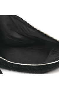 Faux Fur Two Tone Large GV3 Pouch Wristlet Black White