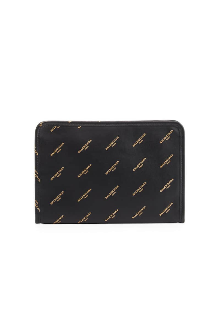 2017 Lambskin Allover Logo Zip Pouch clutch bag
