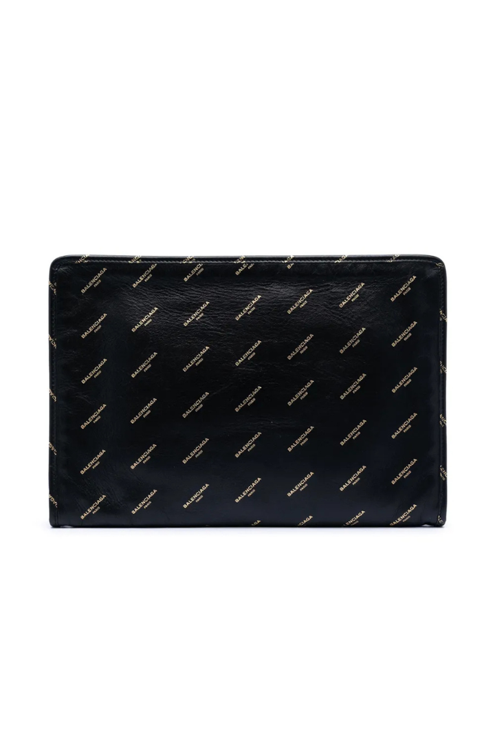 2017 Lambskin Allover Logo Zip Pouch clutch bag