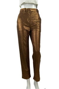 Shiny Brown/gold Cigarette Pants