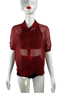 Silk Shirt Red Leopard Print