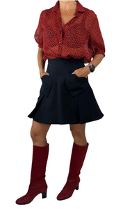 Silk Shirt Red Leopard Print