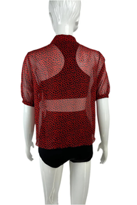 Silk Shirt Red Leopard Print