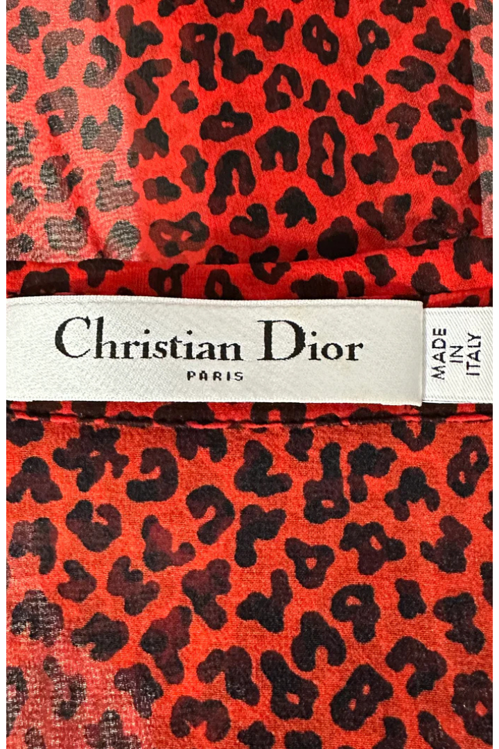 Silk Shirt Red Leopard Print