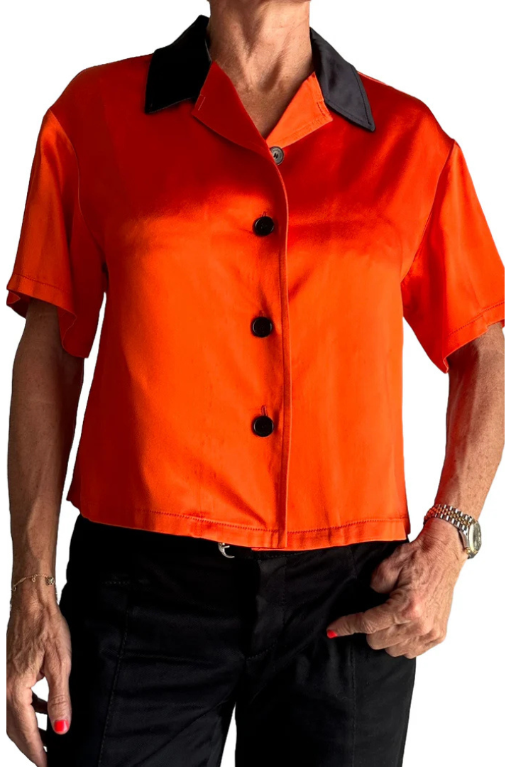 Orange Shirt with Black Details