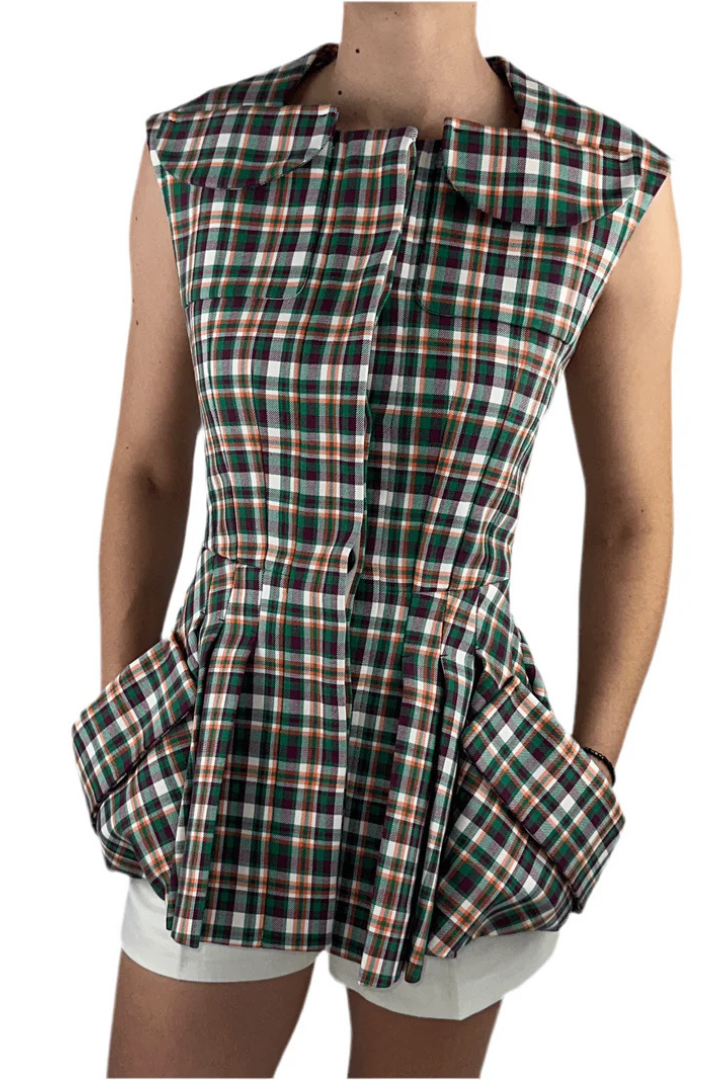 Multicolor Cotton Bar Dress Vest