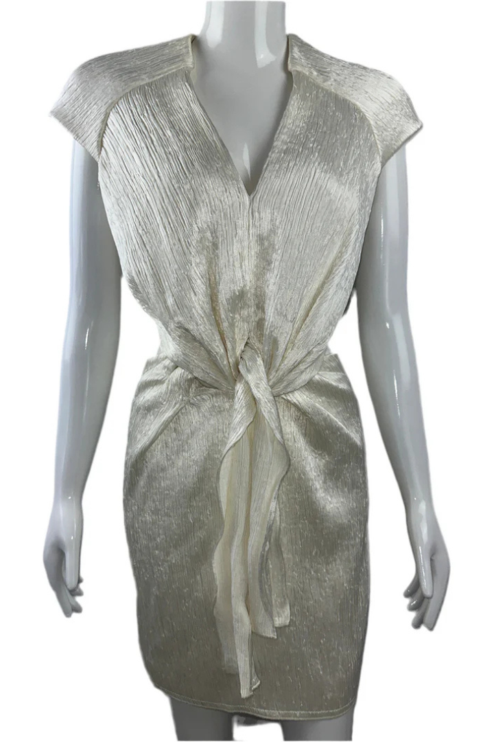 Bow Dress White With Silver Shine