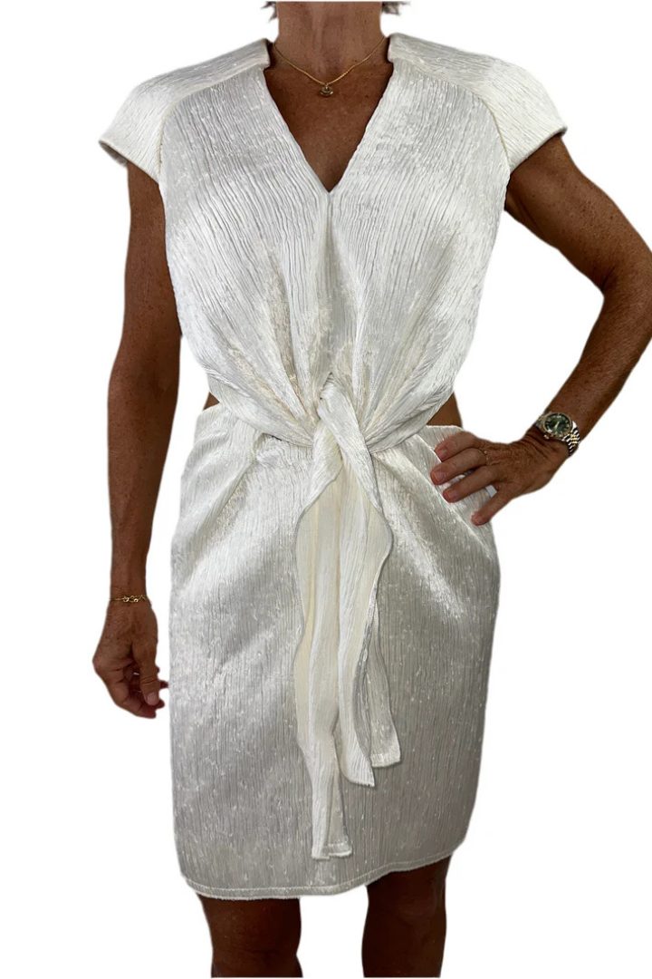 Bow Dress White With Silver Shine