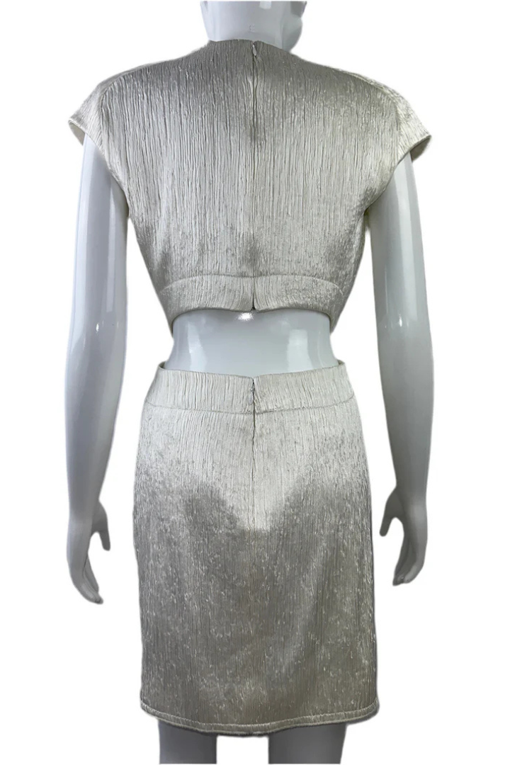 Bow Dress White With Silver Shine