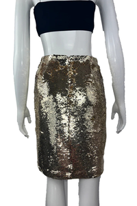 Tight Skirt In Gold-Tone Sequin
