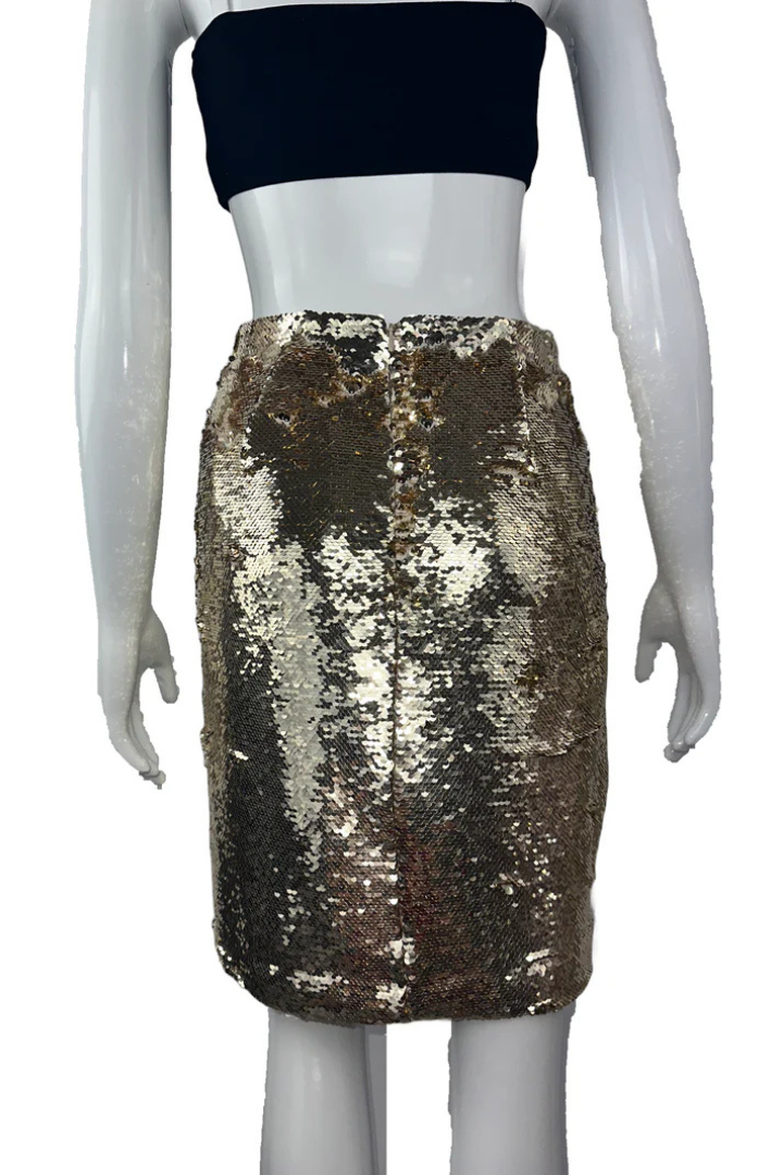 Tight Skirt In Gold-Tone Sequin