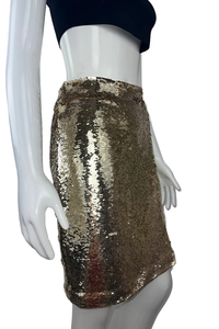 Tight Skirt In Gold-Tone Sequin