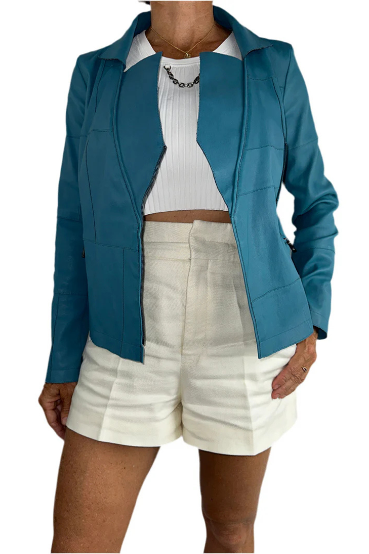 Blue Leather Jacket