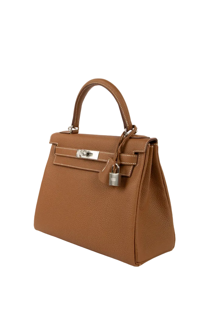 Kelly 28 Gold Brown Togo Retourne Leather