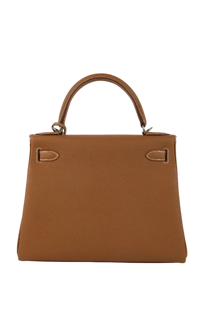 Kelly 28 Gold Brown Togo Retourne Leather