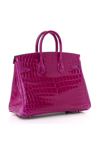 Birkin 25 Niloticus Crocodile Rose Pourpre PHW