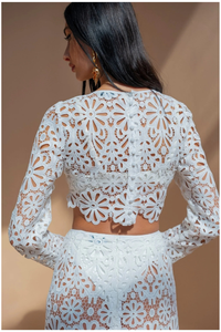 White Floral Crop Top