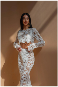 White Floral Crop Top