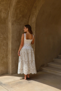 Crochet Drop Waist Midi Dress