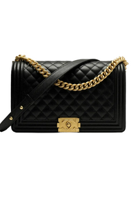 Black Quilted Lambskin Boy Bag Aged Gold Hardware