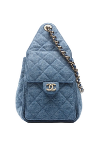 25 Small Handbag Washed Denim & Gold-Tone Metal  Blue