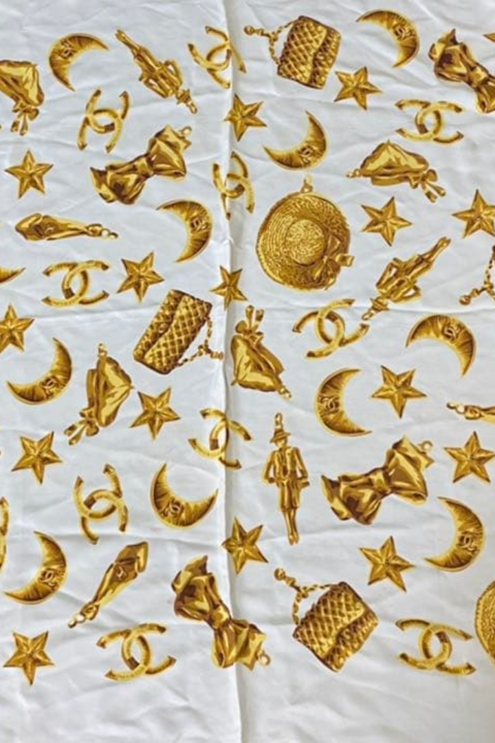 Vintage White Silk Scarf