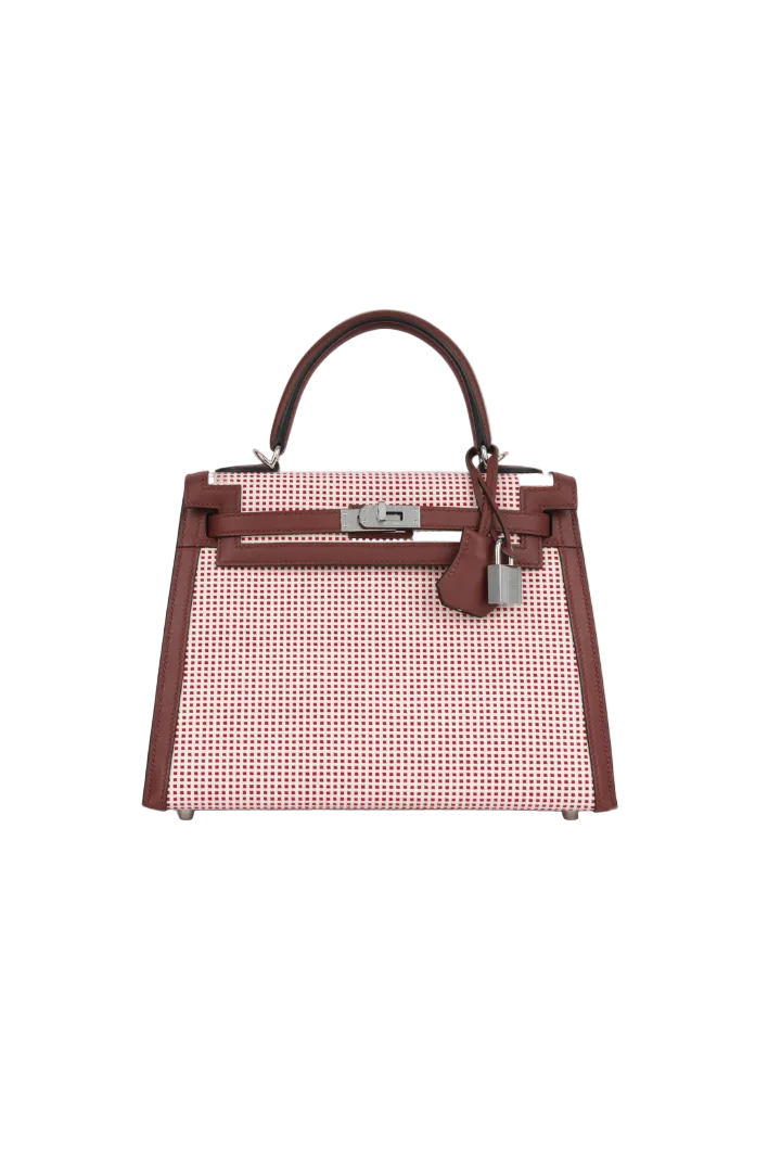 (New) Kelly 25 Rouge Canva Palladium Hardware