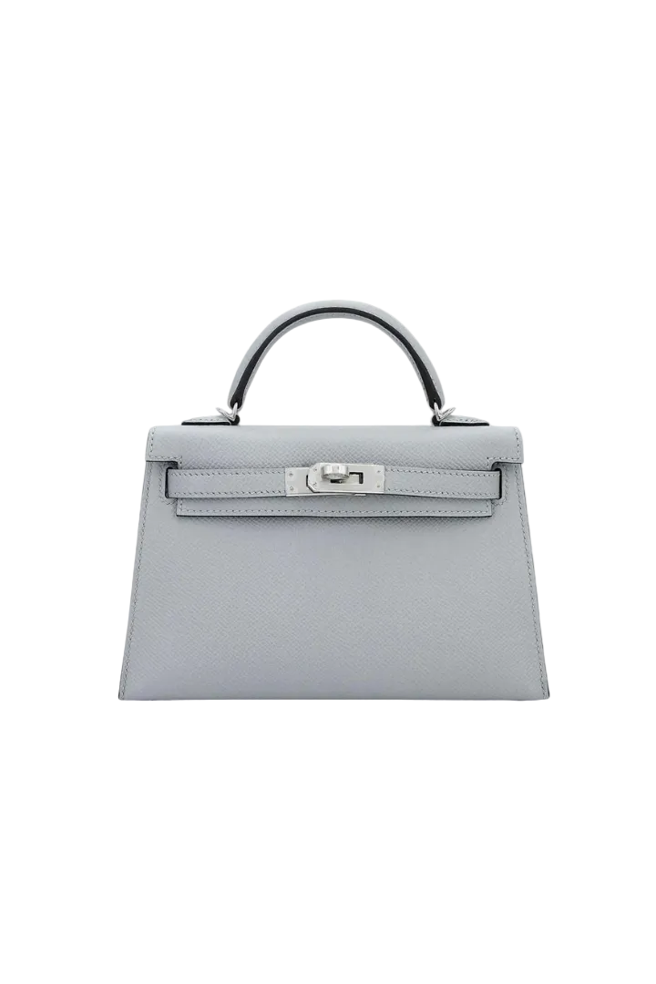 Mini Kelly Epsom Bleu Glacier Palladium Hardware