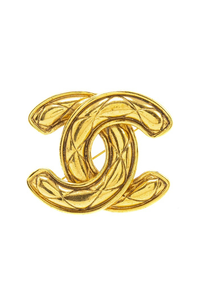 CC Quilted Brooch in Gold-plated Metal