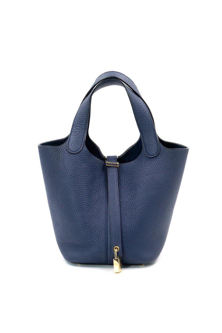 (New) Navy Picotin Togo Gold Hardware