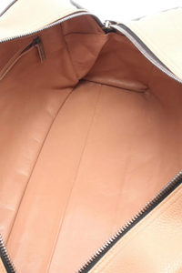 Quilted Grained Calfskin Bowler Large Brown Leather Top Handle Bag