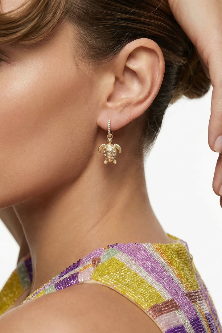 Sea Turtle Sparkle Hoops Earrings