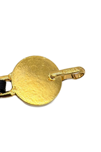 Vintage Chanel Chain Belt COCO Mark Gold Black Leather