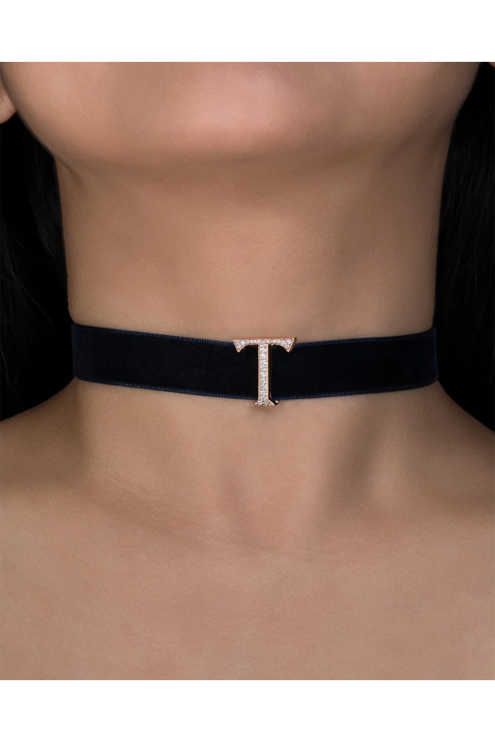 Alphabet 'T' Bag Bijoux with Natural Diamonds