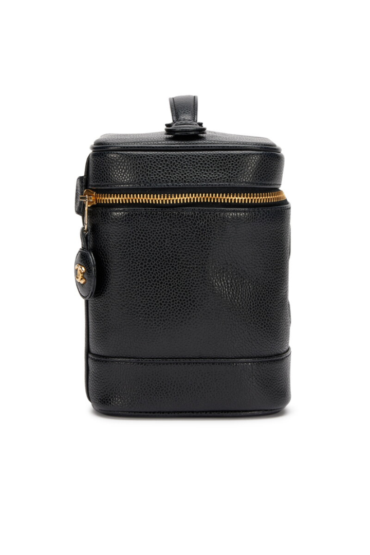 Black Caviar CC Tall Timeless Cosmetic Case Gold Hardware