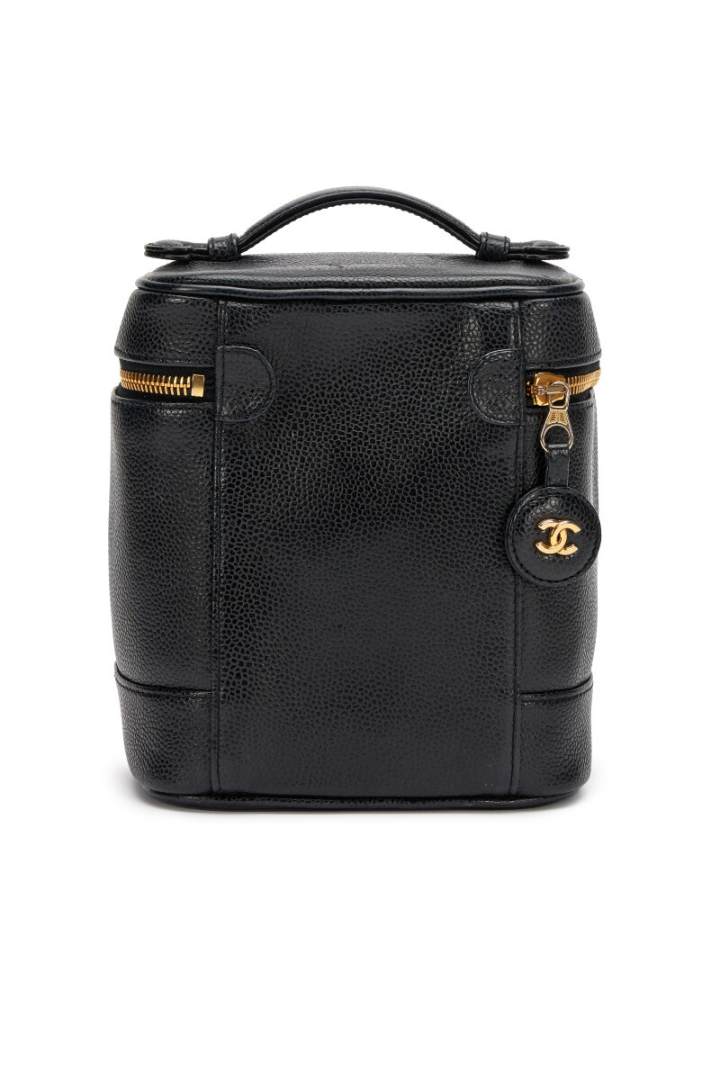Black Caviar CC Tall Timeless Cosmetic Case Gold Hardware