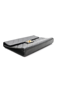Lambskin Quilted Briefcase Laptop Bag Black