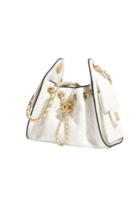 25 Mini Handbag Braided Raffia Calfskin & Gold Tone Metal