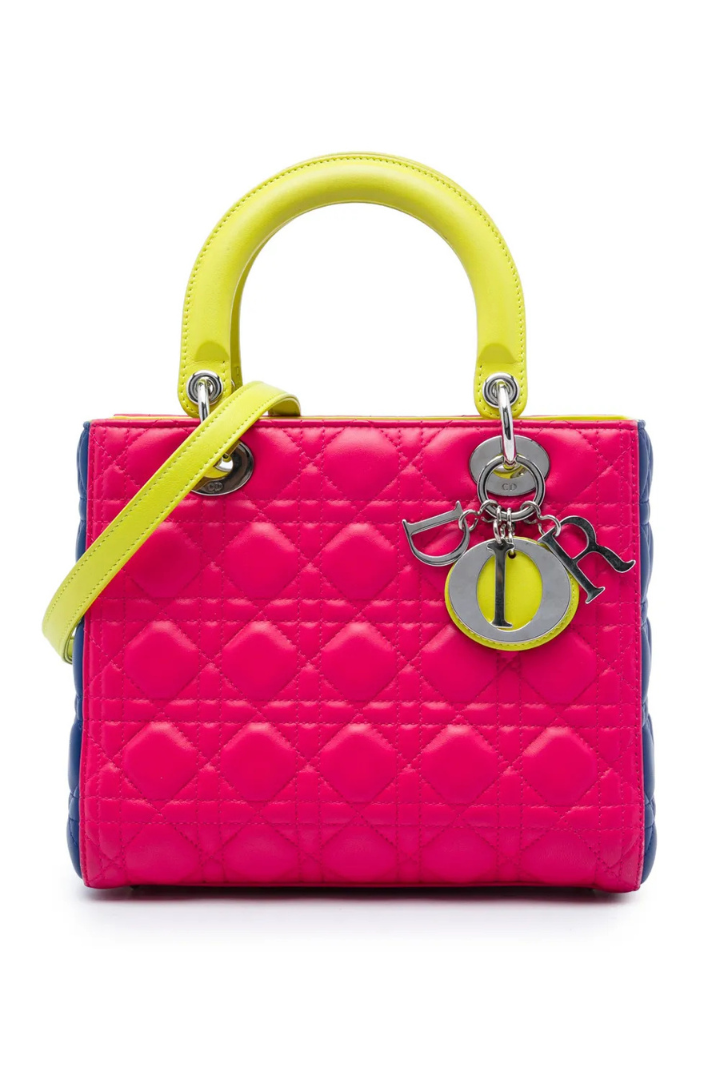 Tricolor Cannage Lady Dior Large with Strap