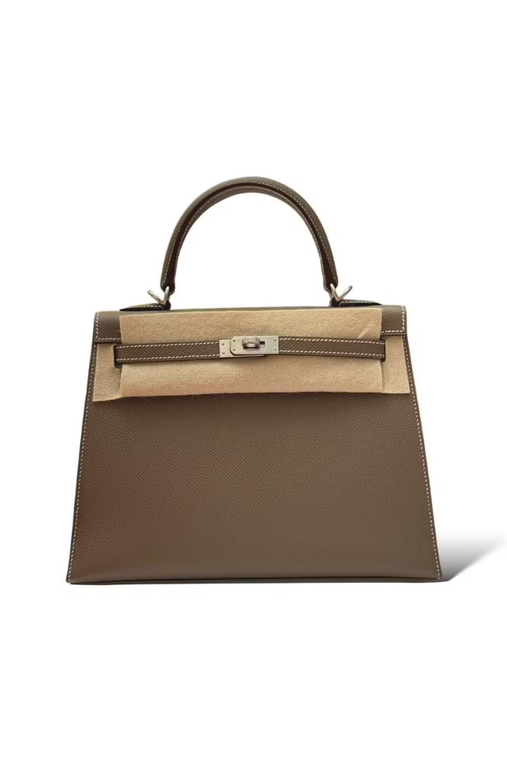 Kelly 25 Veau Epsom Etoupe Palladium Hardware