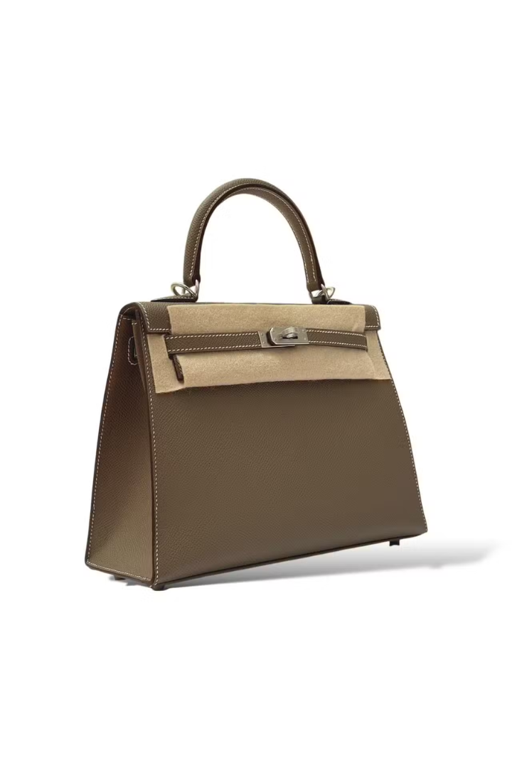 Kelly 25 Veau Epsom Etoupe Palladium Hardware