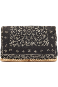 Black Quilted Fabric Vintage Bandana Flap Bag