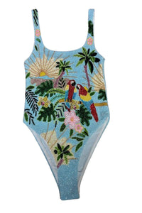 Pandora Luxe Hand Beaded Baby Blue Swimsuit