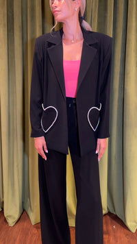 Heart Diamanté Blazer Black