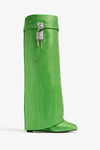 (New) Shark Lock Boots Wide Fit In Satin With Strass