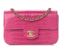 Shiny Alligator Mini Flap Pink