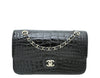 Chanel Black CC Alligator Classic Double Flap Medium Bag